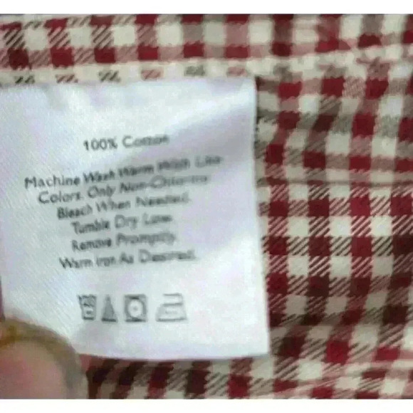 Eddie Bauer Flannel Shirt Mens L Dark Red Classic Fit Check Plaid Twill Cotton - Picture 5 of 10